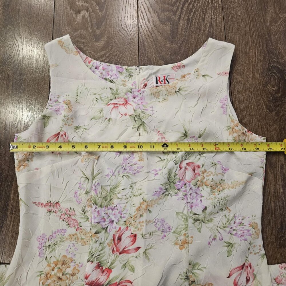 Vintage R&K Originals Light Cream Floral Cottage Style Maxi/Flare Dress Size M - Picture 15 of 16